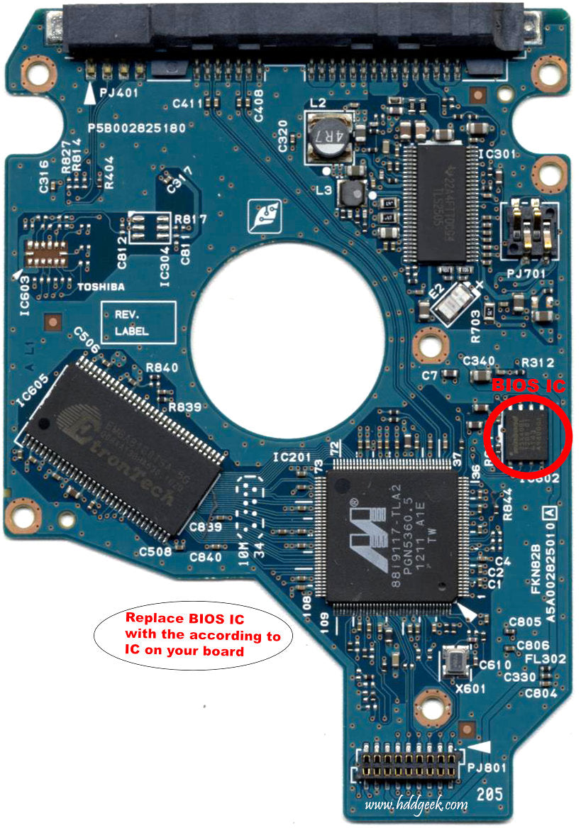 MK1059GSM G002825A  HDD2K51 GOO2825A   hard drive circuit board + firmware transfer